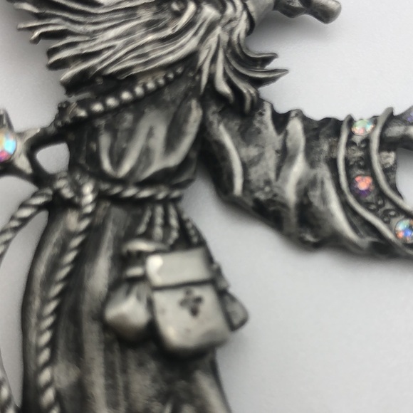 JJ Jonette Snake Sorcerer Pewter Brooch VTG Signed Pin - Picture 9 of 9